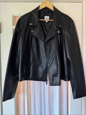 GAP Black Women's Pleather Moto Jacket